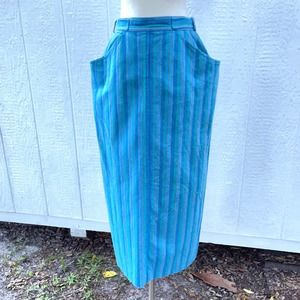 Vintage 80s 90s Striped Cotton Twill Maxi Skirt Colours by Alexander Julian